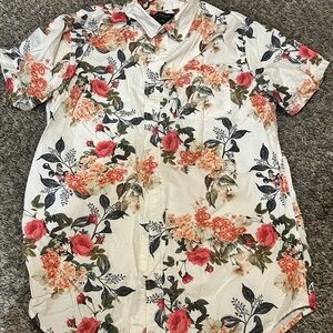 PacSun Floral Casual Shirt - White and Red